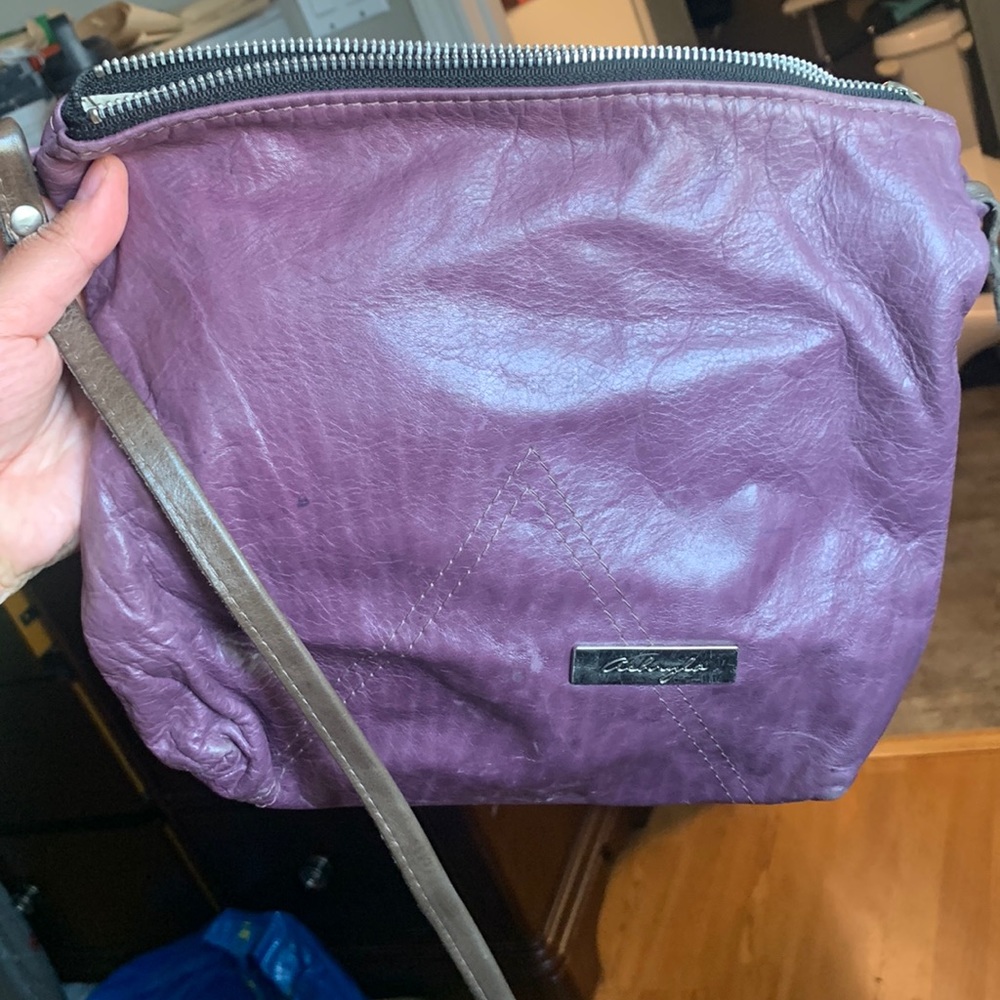 Purple real leather purse